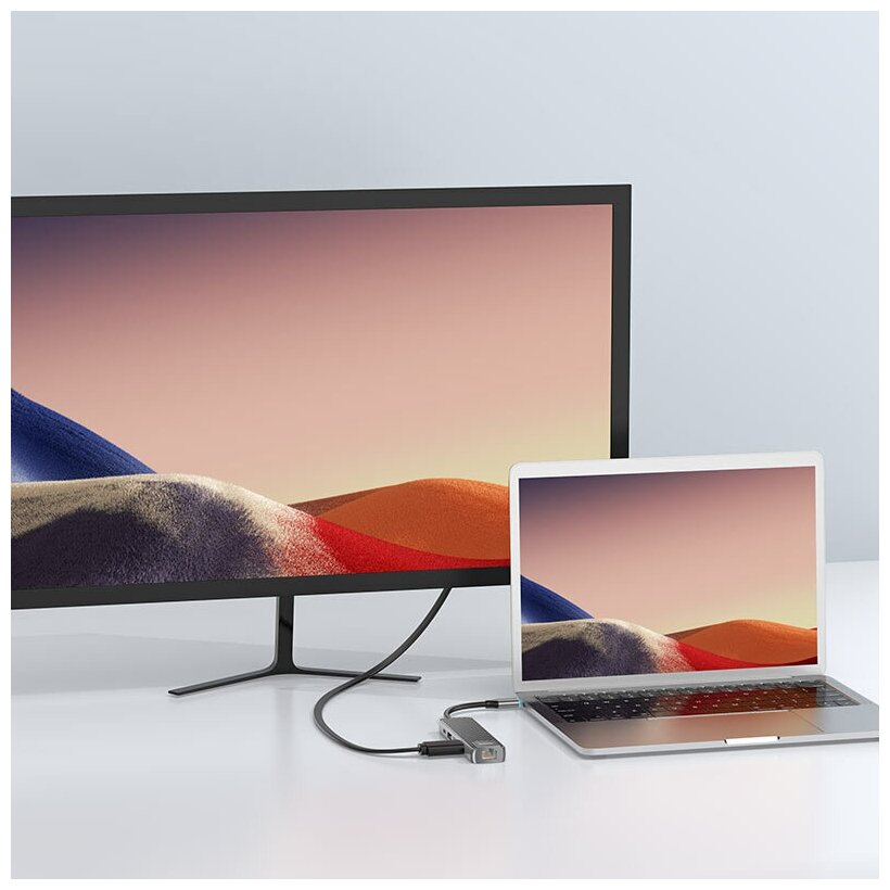 USB-концентратор Type-C Хаб Hub HB23 Easy view HDMI USB30 USB20 RJ45 PD