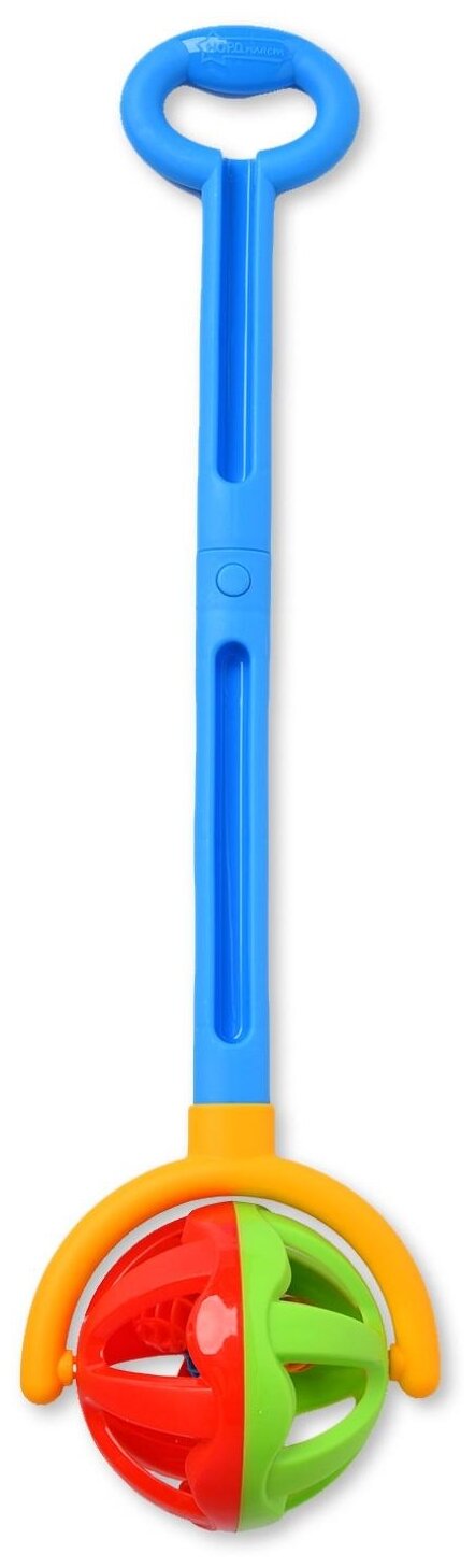 Каталка с ручкой "Шарик" (зелено-красная) 59х15х12 см.