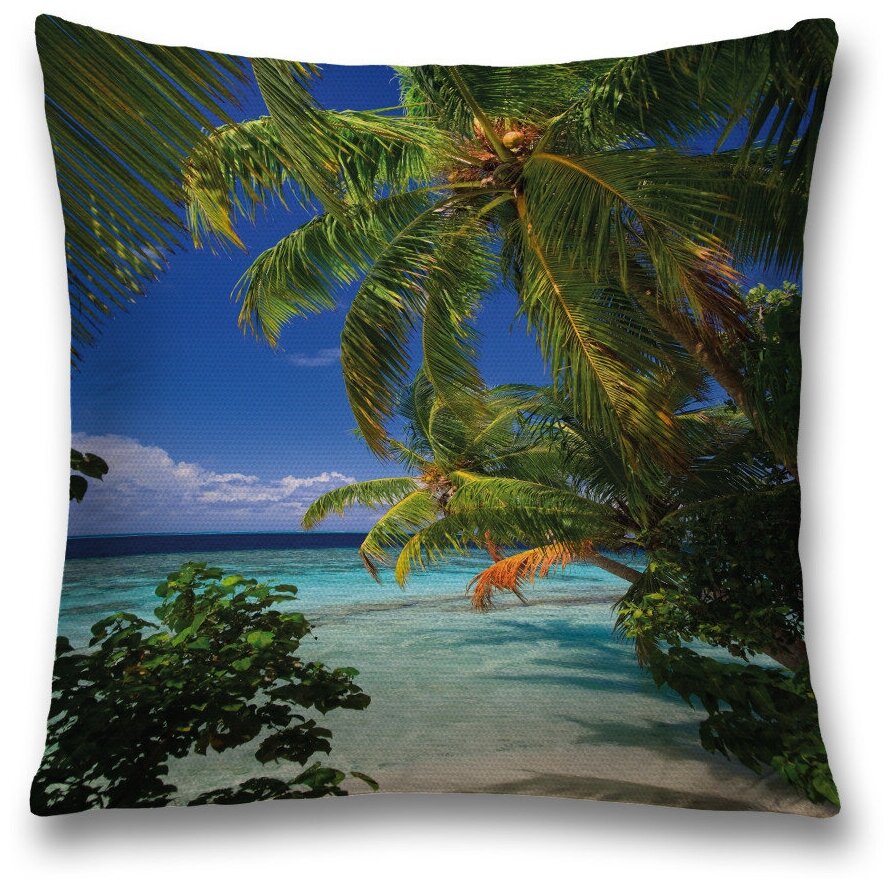 Наволочка декоративная на молнии, чехол на подушку JoyArty "Дикий морской пляж" 45х45 см