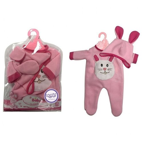 WOOPIE Комплект одежды, комбинезон с кроликом и шапка для кукол 43-46 см / Одежда для Baby Born / Одежда для куклы