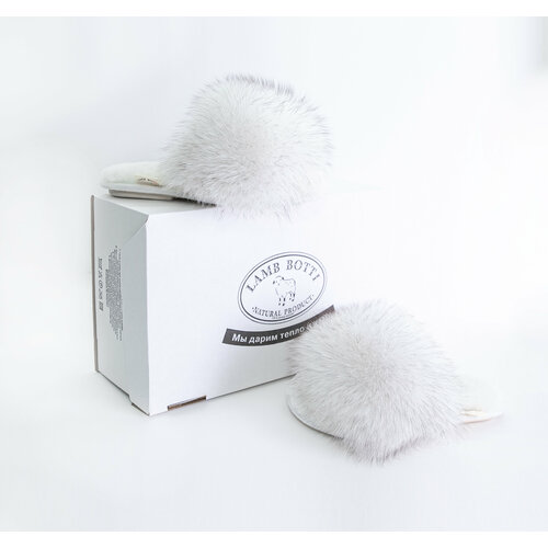фото Тапочки lamb botti, натуральный мех, размер 38, белый