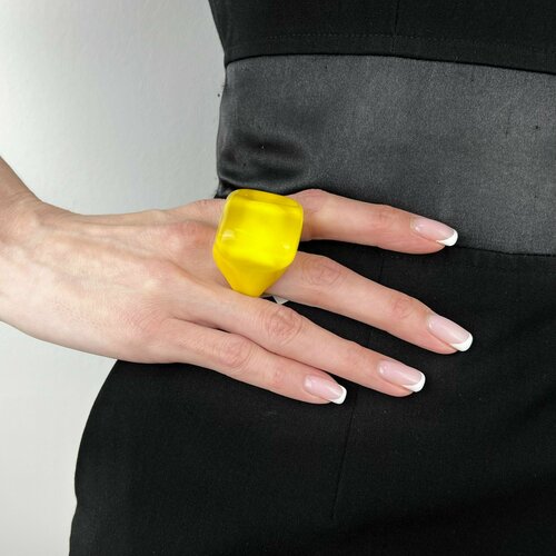 Кольцо наборное, муранское стекло, размер 18.5, желтый