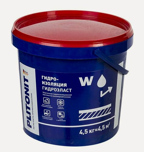 Изображение товара Плитонит ГидроЭласт гидроизоляция обмазочная 4кг/ Plitonit