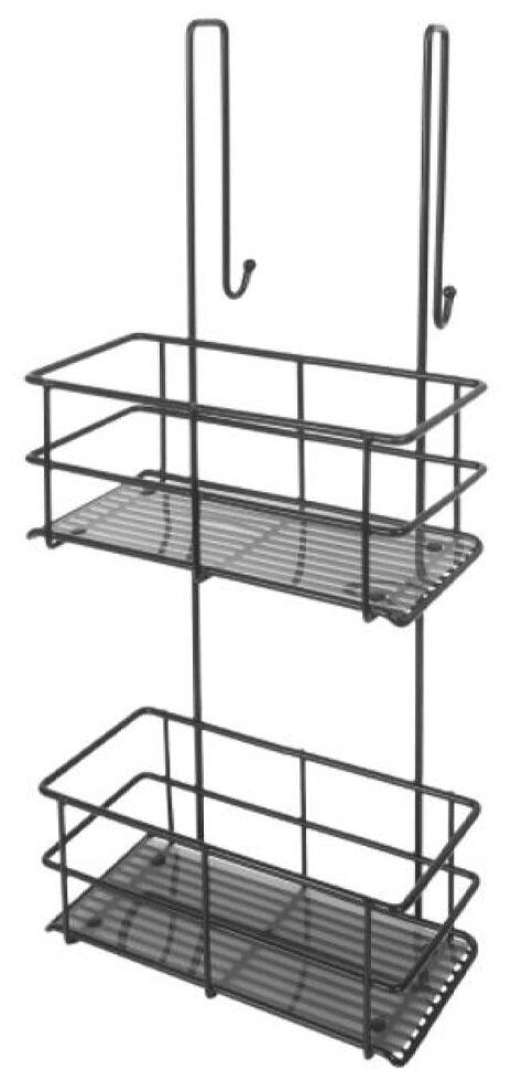 Полка для ванной Swensa Caddy, 2-х ярусная, навесная, 25,5 x 18 x 59 см, черная