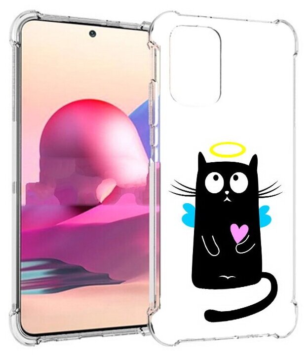 Чехол задняя-панель-накладка-бампер MyPads Кот ангелок для Xiaomi Redmi Note 10 (2021)/Redmi Note 10S 8/128GB (NFC) противоударный
