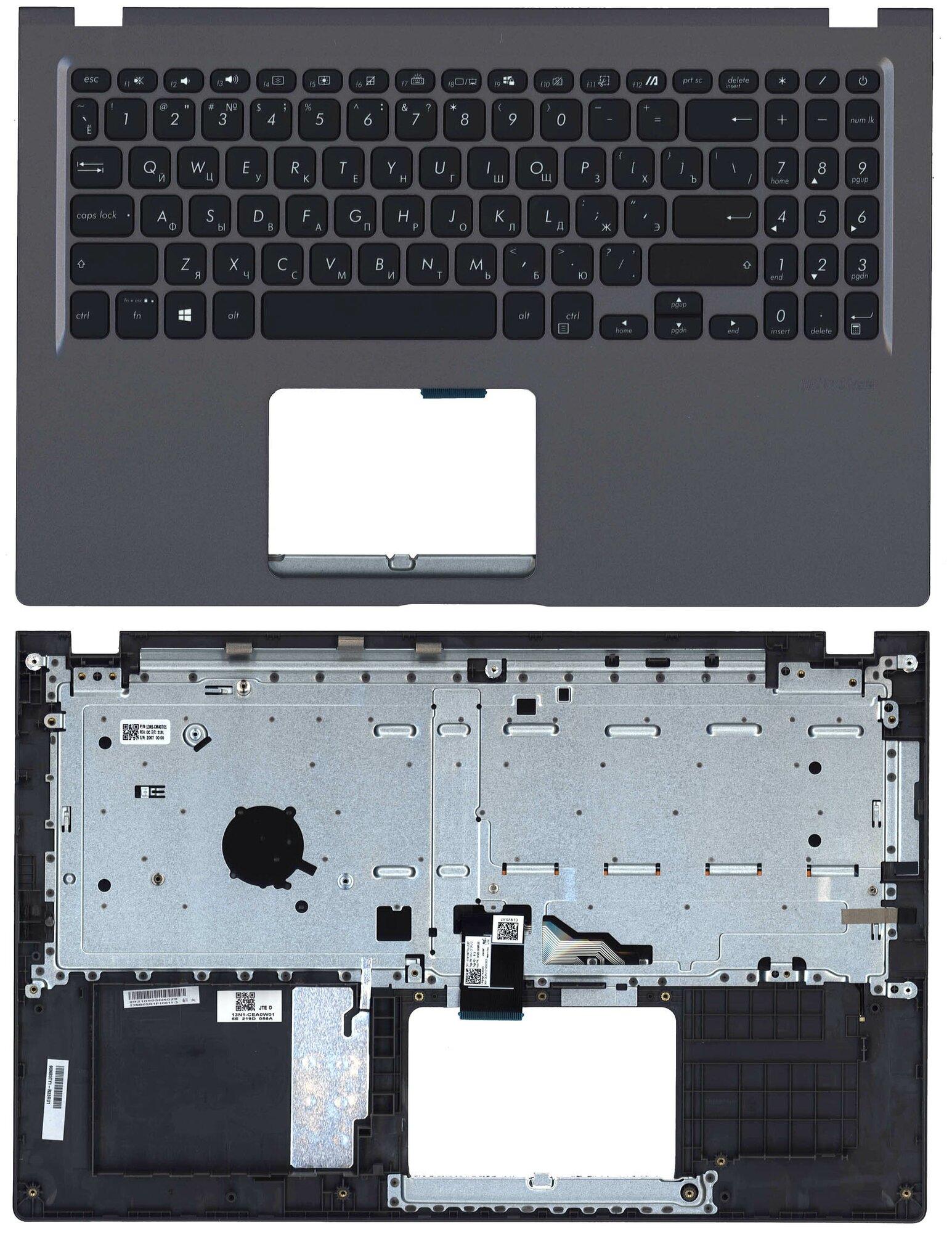 Клавиатура (keyboard) для ноутбука Asus NoteBook X Series X515EA X515EP, X515E, топкейс, темно-серый