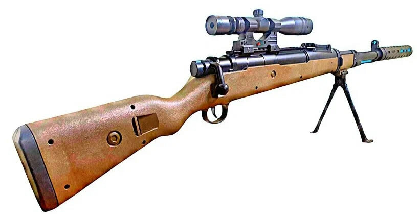 Игрушечная снайперская винтовка Mauser 98K (каряк) с лазерным прицелом и глушителем (100 см)