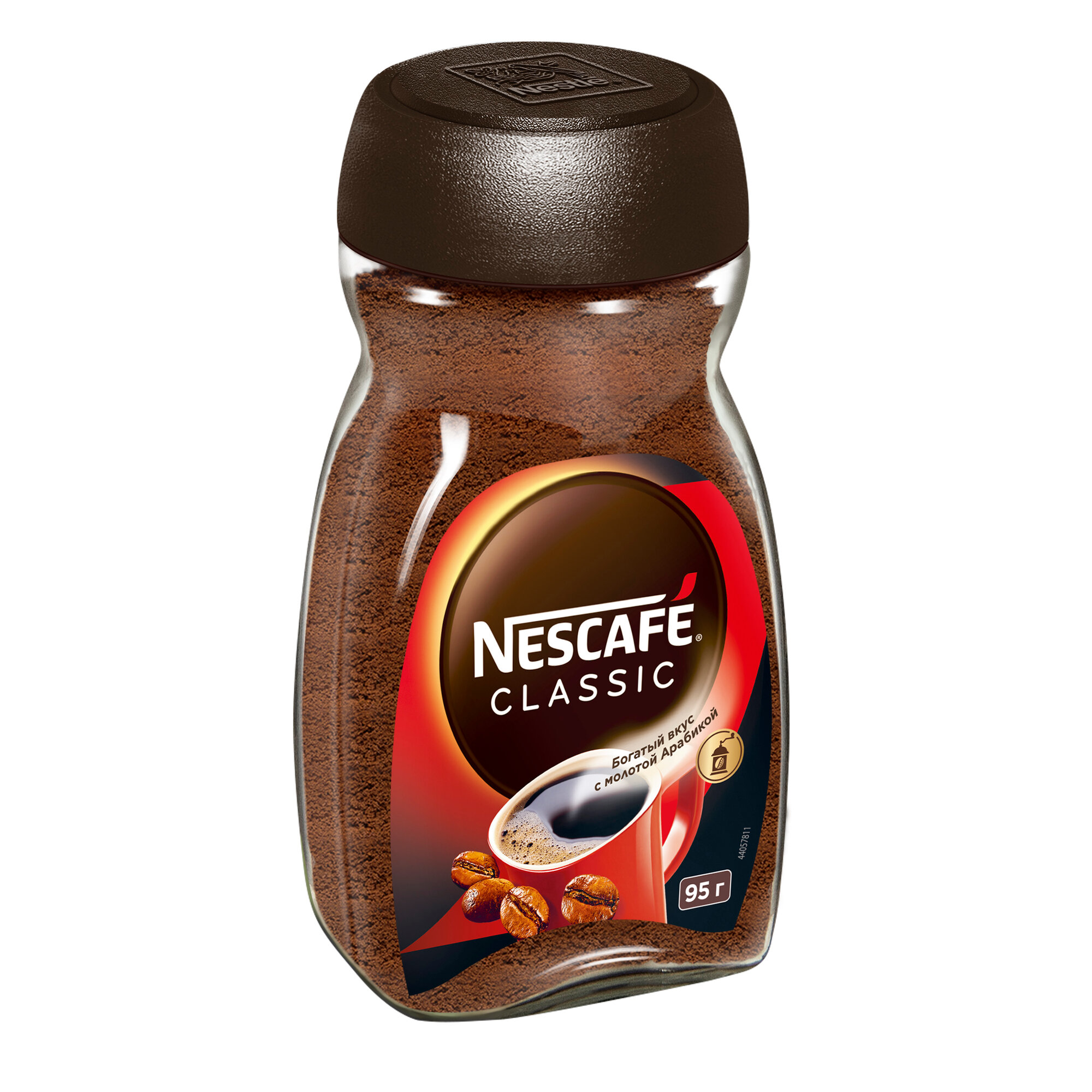 Кофе Nescafe Classic растворимый с добавлением молотой арабики, стеклянная банка, 95 г