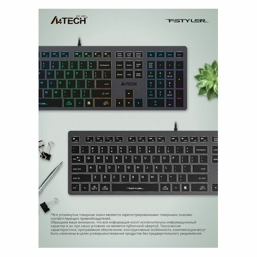 Клавиатура A4Tech Fstyler FX60 серый/белый (fx60 grey / white) - фото №10