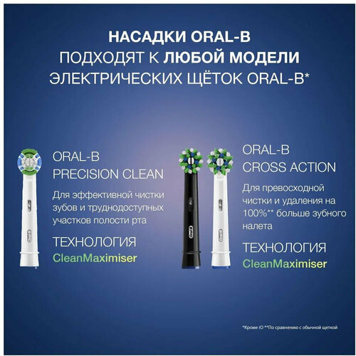 Насадка для зубных щеток Oral-B CrossAction CleanMaximiser Black (упак:2шт) насадка для зубных щеток oral b crossaction eb50rb упак 4шт