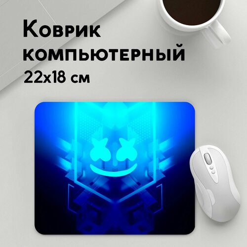 Коврик для мышки прямоугольный 220x180x3мм / Разная музыка / Marshmello NEON маршмелло неон