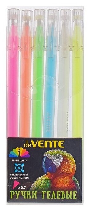 Набор гелевых ручек deVENTE "Kilometrico" 6 пастельных цветов, длина 1200 м, d 0,7 мм (5051016)