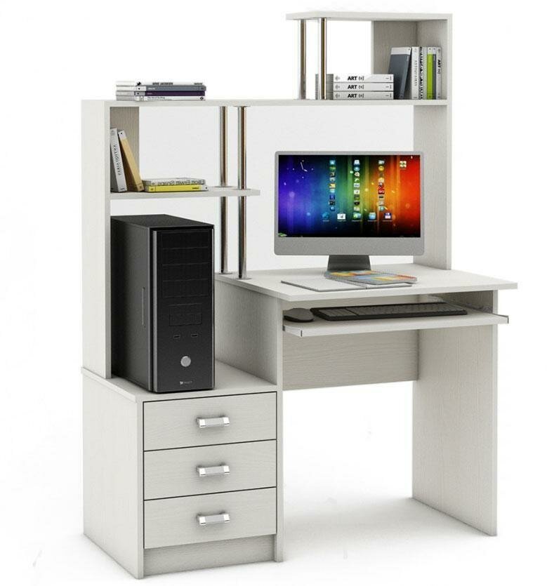 Компьютерный стол МФ Владимир Имидж-25 Белое дерево