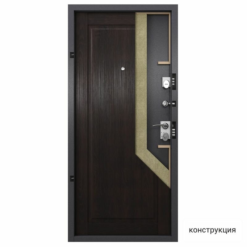 Дверь входная Torex для квартиры Flat-S 950х2050 правый, тепло-шумоизоляция, антикоррозийная защита, замки 4-го и 2-го класса защиты, серый/коричневый - фотография № 5