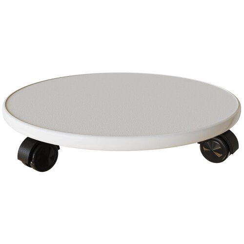 Подставка для цветов напольная на колесиках, белая