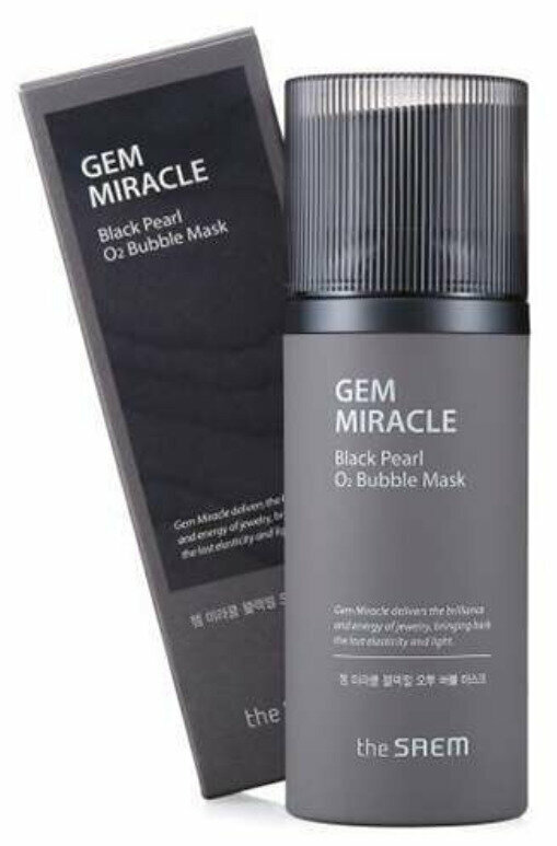 The Saem Маска кислородная с экстрактом жемчуга Gem Miracle Black Pearl O2 Bubble Mask для очищения лица, 105гр