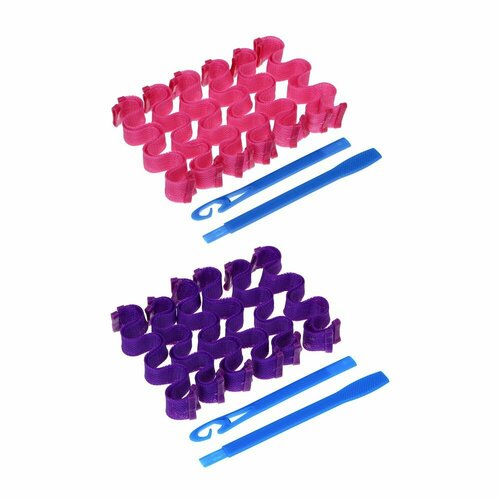 BERIOTTI Бигуди-волны с крючком для укладки волос 25х3см пластик нейлон 12шт 2 цвета 705₽