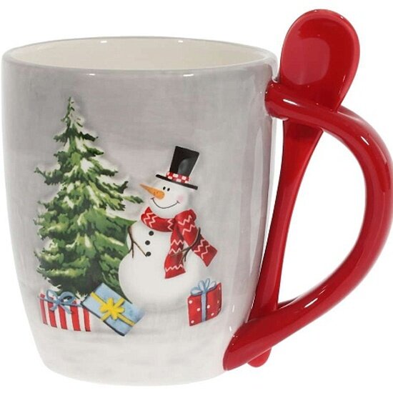 фото Кружка с ложкой REMECO COLLECTION "Лесные снеговики", 400 мл, 13,5*9*12,5 см.