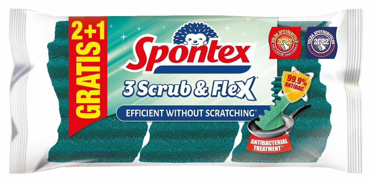 Губка Spontex Scrub&Flex 3 шт (Сделано в Испании)