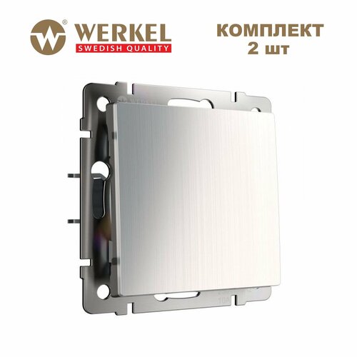 Выключатель одноклавишный Werkel W1110002 глянцевый никель, IP20 - комплект 2 шт. серебристый, серебряный