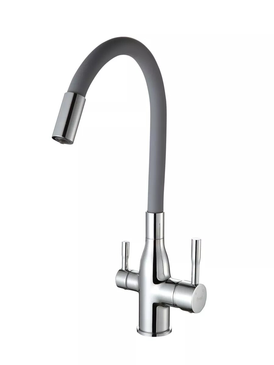 Смеситель для кухни Frap F4396, однорычажный, поворотный излив, серый хром