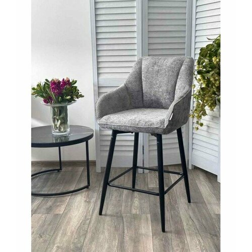 Полубарный стул ERYK 180 град. поворот. 3018-17 серый, шенилл / черный каркас