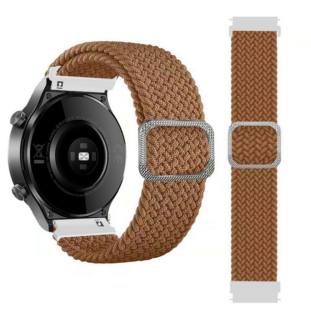 Ремешок плетеный для часов с креплением 22 мм Garmin, Samsung, Huawei, Honor, Xiaomi Amazfit, 32 коричневый