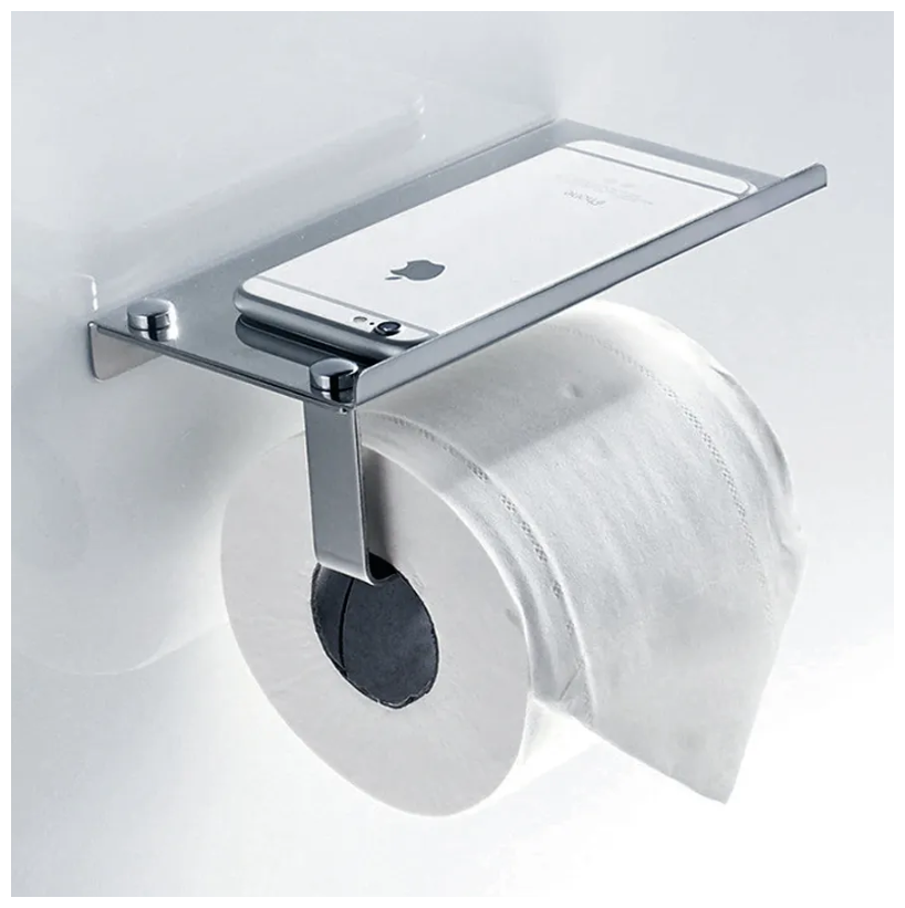 Держатель для туалетной бумаги Potato Brave P250 с подставкой для телефона нержавеющая сталь глянец