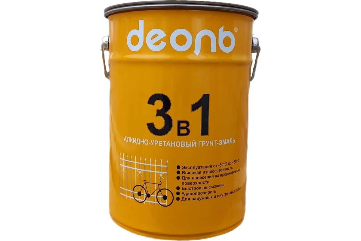 Грунт-эмаль по ржавчине 3 в 1 Деоль черный матовый 5 кг D3V1BK5