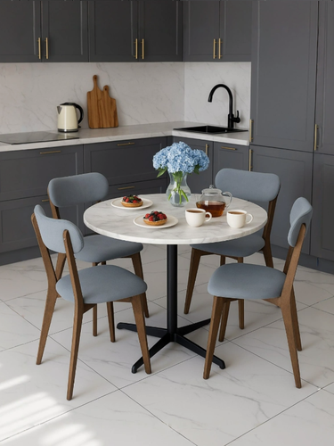 Изображение товара Стулья для кухни SANYAK комплект 4 шт деревянные мягкие со спинкой для обеденной зоны, велюр, Серый