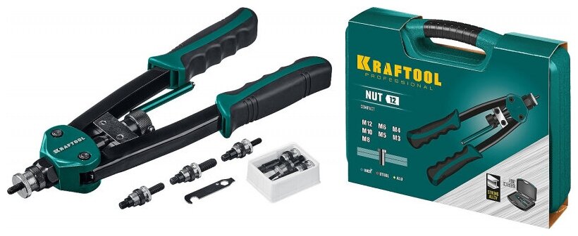 Резьбовой двуручный заклепочник KRAFTOOL NUT-12 в кейсе 31183