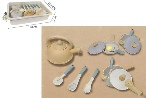 Набор посуды (11 предметов) в ящике кремовый меланж