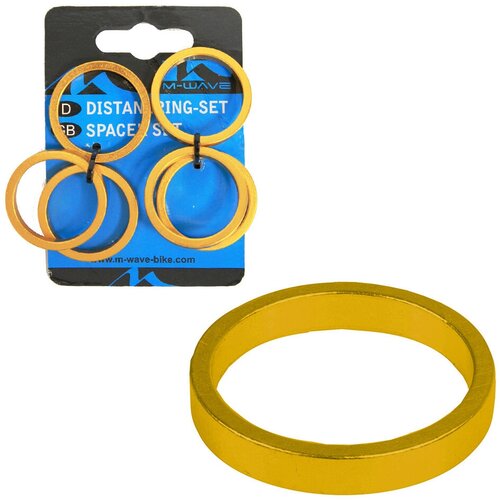 Проставочные кольца 1-1/8 5 мм золотистые алюминий (6 шт) M-Wave 390646 кольца проставочные token tkd1221 red 10 5 5mm