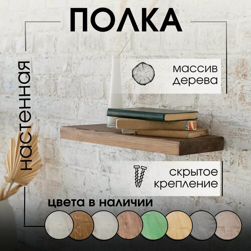 Изображение товара Полка настенная деревянная 80х15х3см Венге