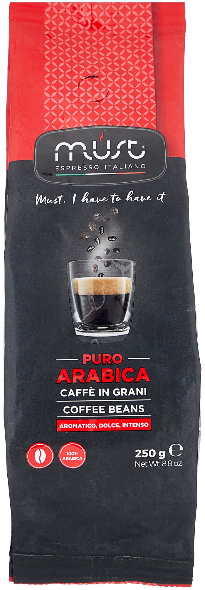 Кофе в зернах Must Pure Arabica (Пуро Арабика) 250г - фотография № 1