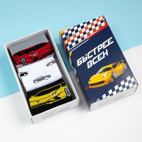 фото Носки kaftan для мальчиков, подарочная упаковка, 3 пары, размер 14, мультиколор