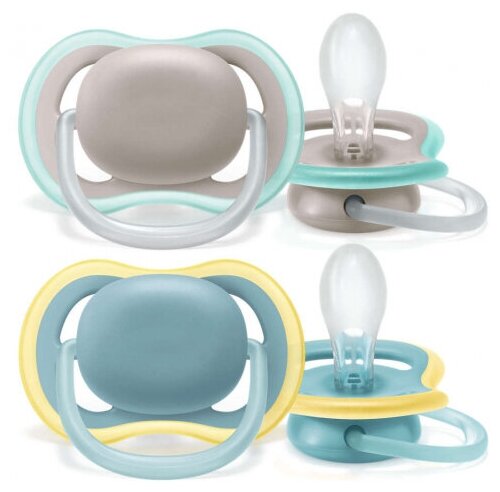 Пустышка Philips Avent SCF349/01 ultra air, Бежевый/Синий без рисунка, 18 мес+, 2 шт