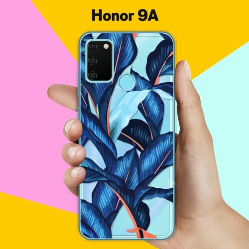 Силиконовый чехол Синие листья на Honor 9A силиконовый чехол синие листья на honor 7a pro