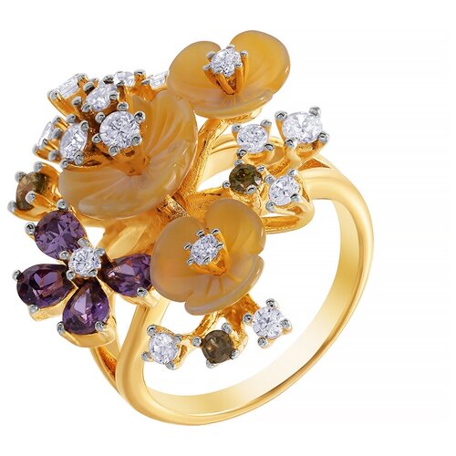 фото Element47 кольцо из серебра 925 пробы с перламутром и кубическим цирконием sr28863-r3_ko_sh_001_yg, размер 17.75