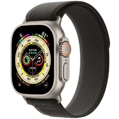 Умные часы Apple Watch Ultra 49 мм Titanium Case Cellular, титановый/черно-серый Trail Loop, M/L