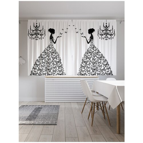 фото Классические шторы ambesonne "платье из бабочек", серия oxford delux, 2 полотна 145x180 см joyarty