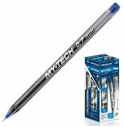 Ручка масляная My-Tech 0,7мм игла (тонированный серый корпус) синяя 480210 (5081) (25 шт.)