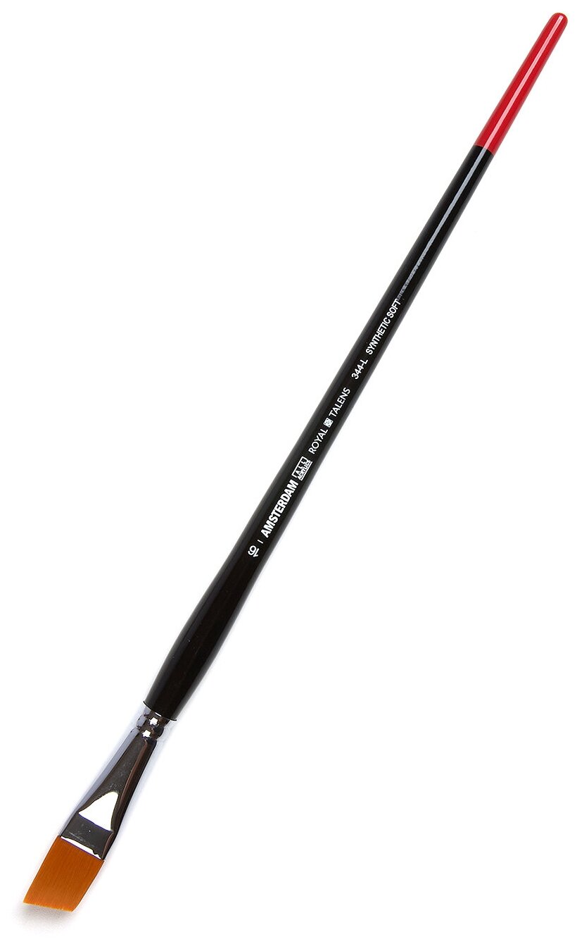 Кисть для акрила Amsterdam 344 синтетика мягкая скошенная ручка длинная №16