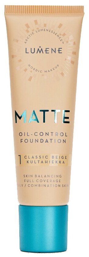 Lumene Тональный крем Matte Oil-Control, 30 мл/30 г, оттенок: 1 classic beige