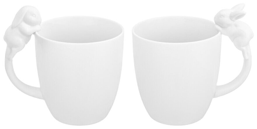 Набор 2-х кружек/чашек для чая/кофе 350 мл 12х8,5х11,5 см Elan Gallery Кролики