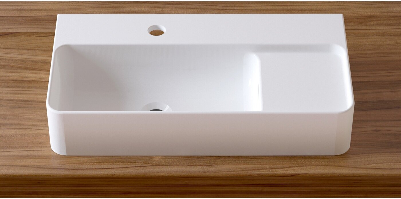 Накладная раковина в ванную Lavinia Boho Bathroom Sink Slim 33311011: умывальник из фарфора 60 см, прямоугольный, цвет глянцевый белый
