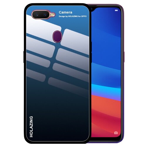 фото Чехол-бампер mypads для oppo a5 2020 стеклянный из закаленного стекла с эффектом градиент зеркальный блестящий переливающийся синий