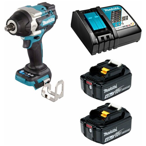 Гайковерт аккумуляторный 18В 700Нм - 1/2 Makita DTW700 Li-Ion 2x4Ач, з/у DTW700RME фрезер кромочный аккумуляторный 18в 6 8мм li ion 2x4ач makita drt50rme