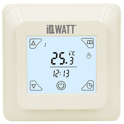 терморегулятор iq watt thermostat ts кремовый Терморегулятор с ЖК-дисплеем и сенсорными кнопками IQ THERMOSTAT TS (ivory)