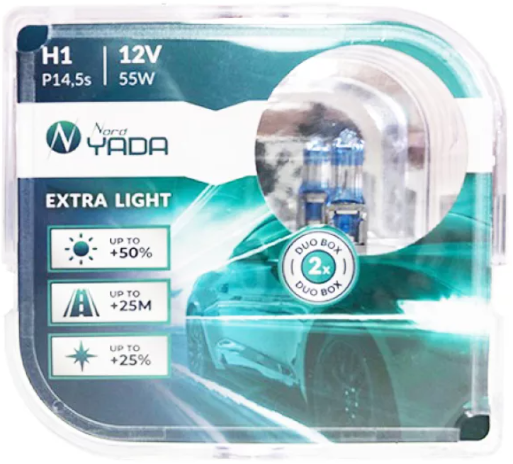 Лампа галогенная Nord YADA Extra Light +50% H1 12V 55W, 907362, 2 шт
